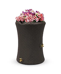 Good Ideas Impressions 50 Gallon Nantucket Rain Barrel Planter, Dark Brown