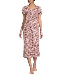 Lands' End Women's Cotton Short Sleeve Midcalf Nightgown