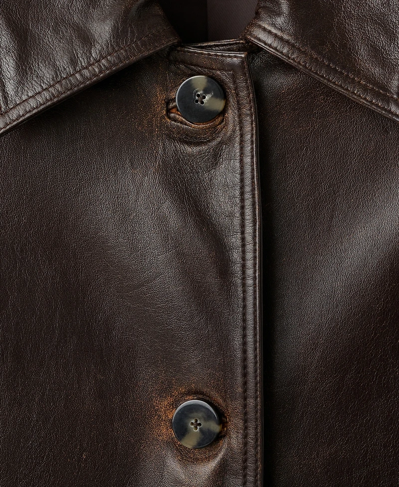 Mango Women's 100% Leather Full-Length Coat