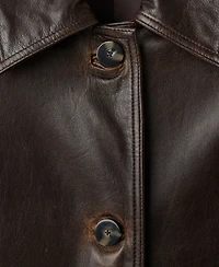 Mango Women's 100% Leather Full-Length Coat