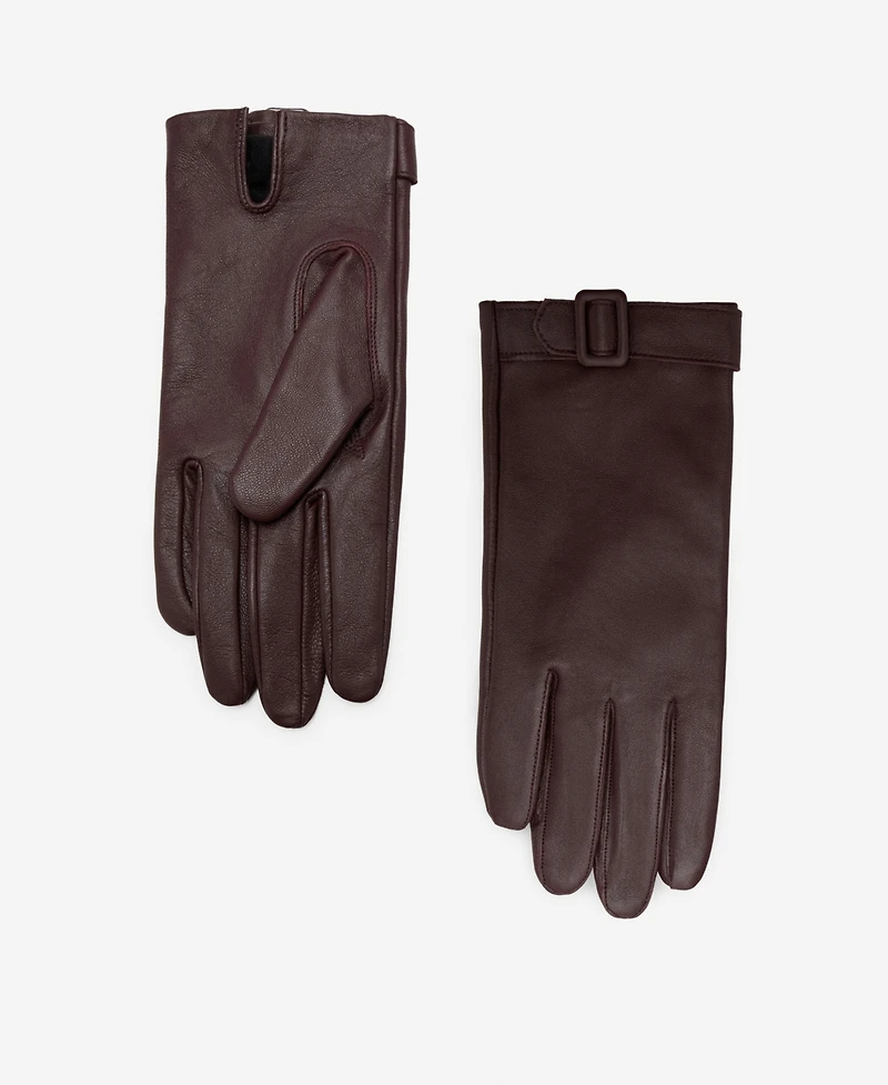 Mango Women's Buckle Leather Gloves