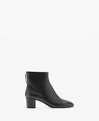 Mango Women's Block Heel Leather Ankle Boots