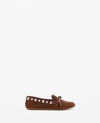 Mango Women's Studded Suede Moccasins