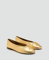 Mango Women's Bow Leather Ballet Flats