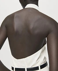 Mango Women's Draped Neck Satin Blouse