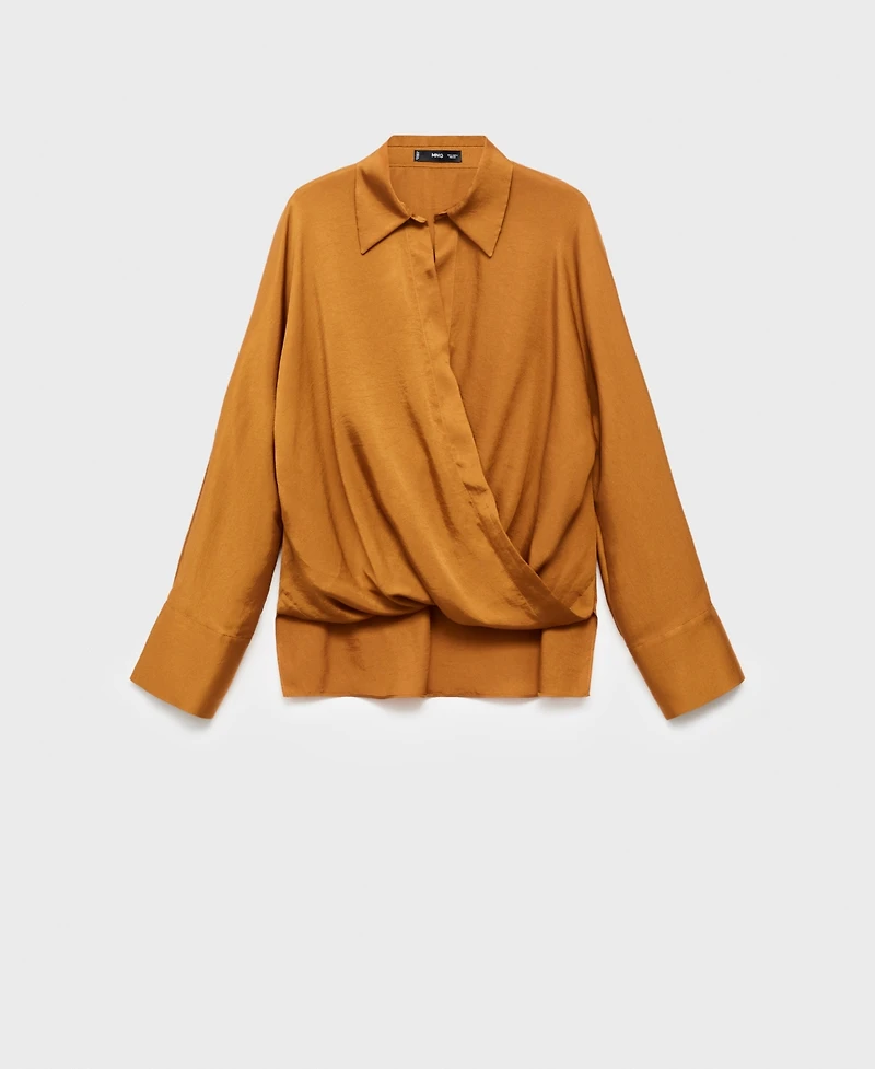 Mango Women's Cross-Over Satin Blouse