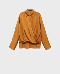Mango Women's Cross-Over Satin Blouse