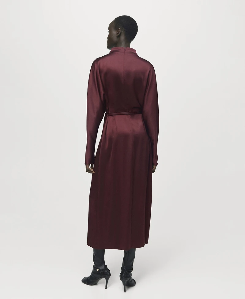 Mango Women's Belt Satin Dress