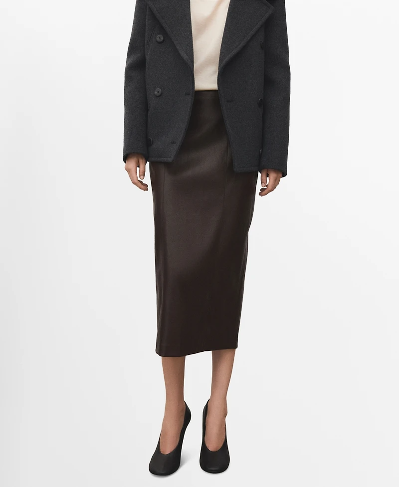 Mango Women's Faux-Leather Pencil Skirt