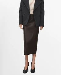 Mango Women's Faux-Leather Pencil Skirt