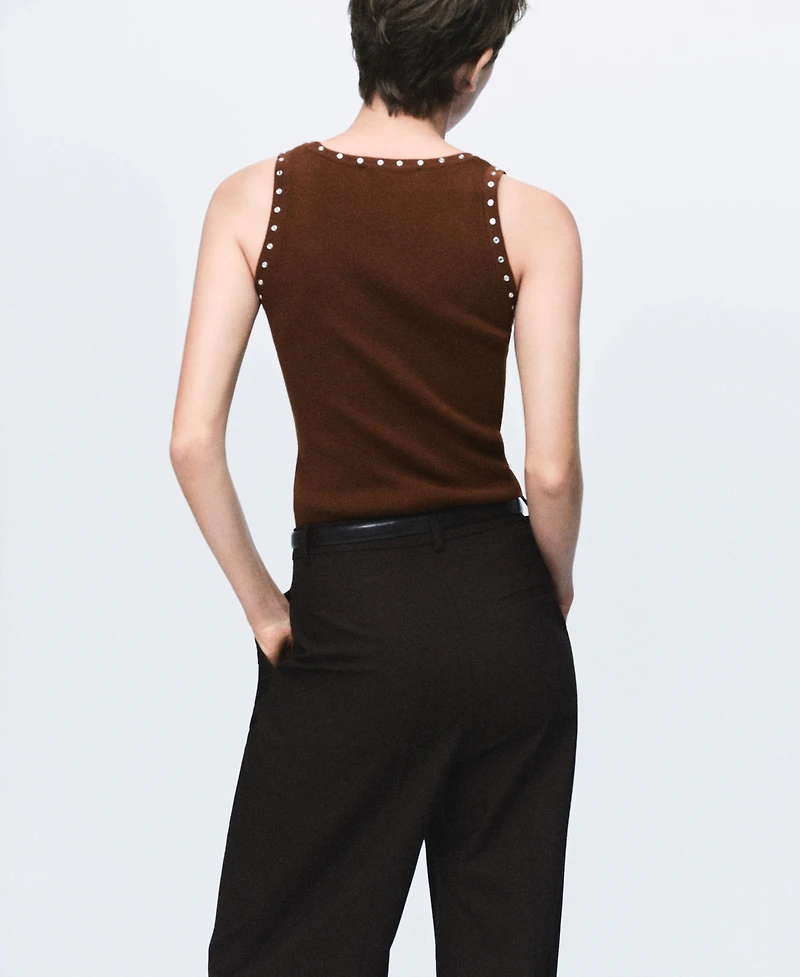 Mango Women's Knitted Studs Top