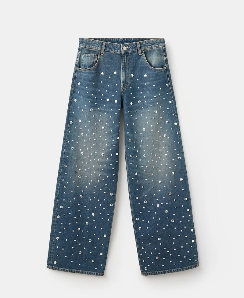 Mango Women's Straight-Fit Studded Jeans