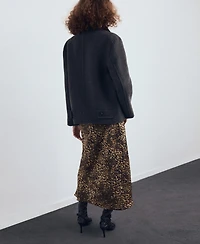 Mango Women's Leopard-Print Satin Skirt