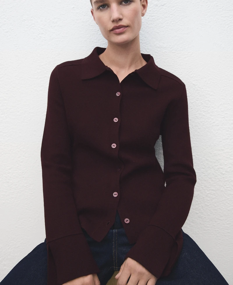 Mango Women's Shirt Collar Cardigan