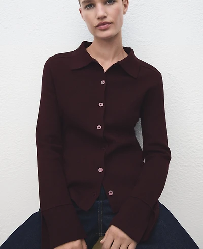 Mango Women's Shirt Collar Cardigan