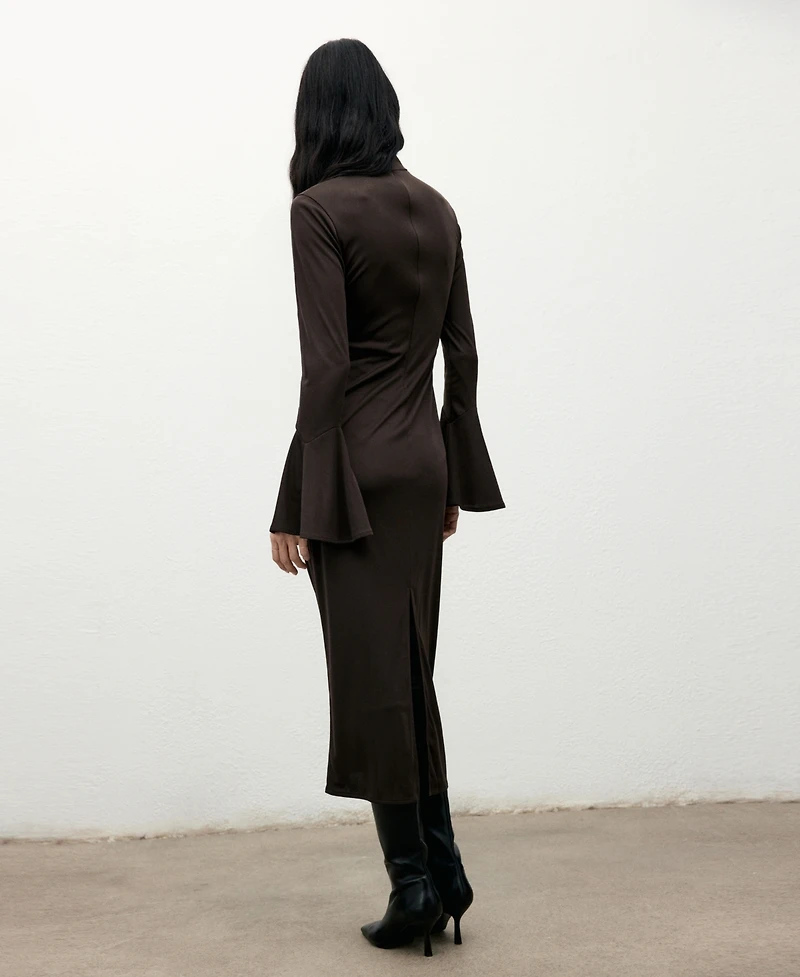 Mango Women's Bell Sleeves Fitted Dress