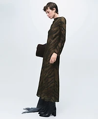 Mango Women's Satin Animal-Print Dress