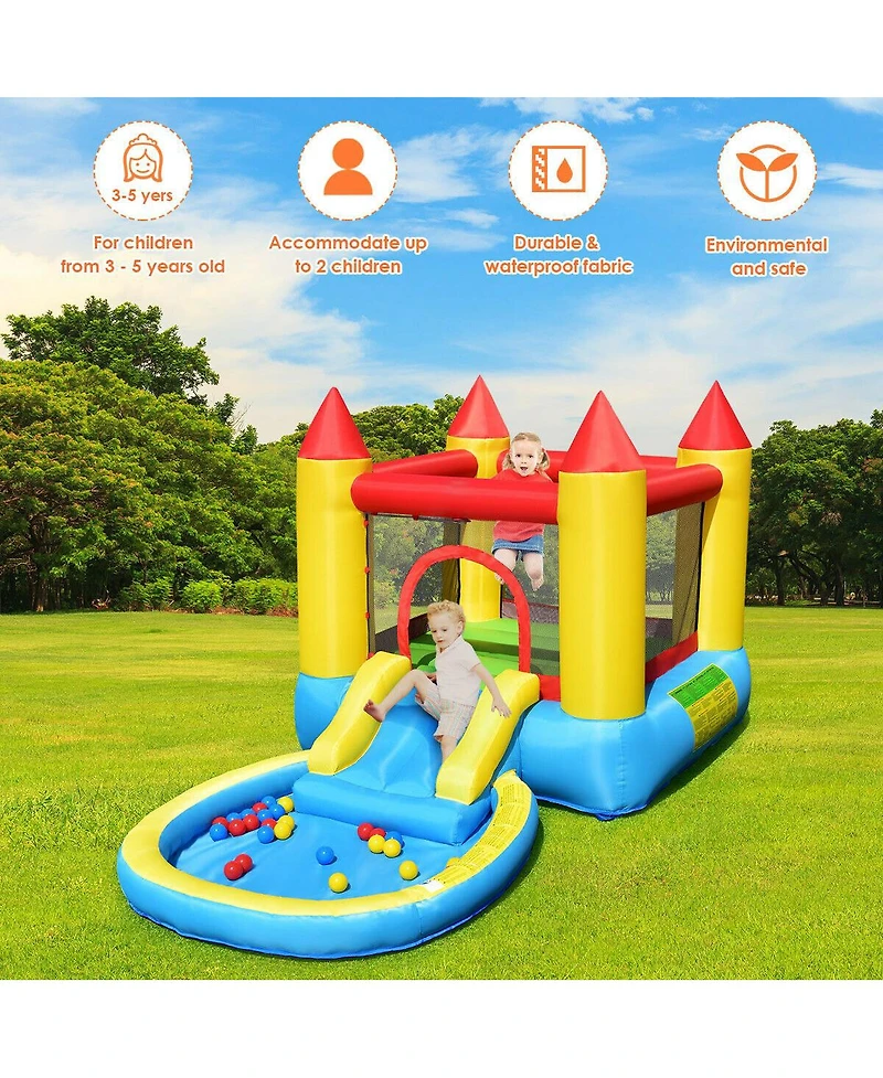 Inflatable Kids Slide Bounce House with 580W Blower and Ball Pit