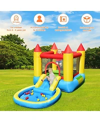 Inflatable Kids Slide Bounce House with 580W Blower and Ball Pit