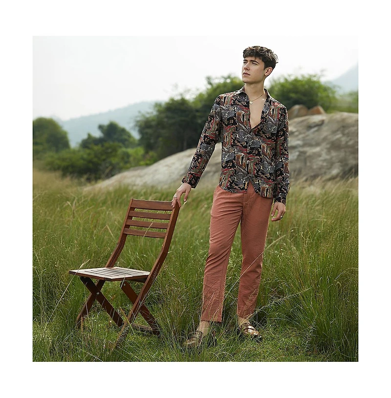 Campus Sutra Men's Impressionistic Foliage Shirt