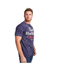 Pabst Blue Ribbon Men's Original Blue Crystal Wash Crew Neck Short Sleeve T-shirt-Medium