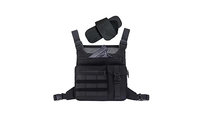 Batfox Tactical Chest Pack with Holster: Lightweight Water-Resistant Running Bag for Outdoor Sports & Hiking Edc - Men & Women (Shadow Black)