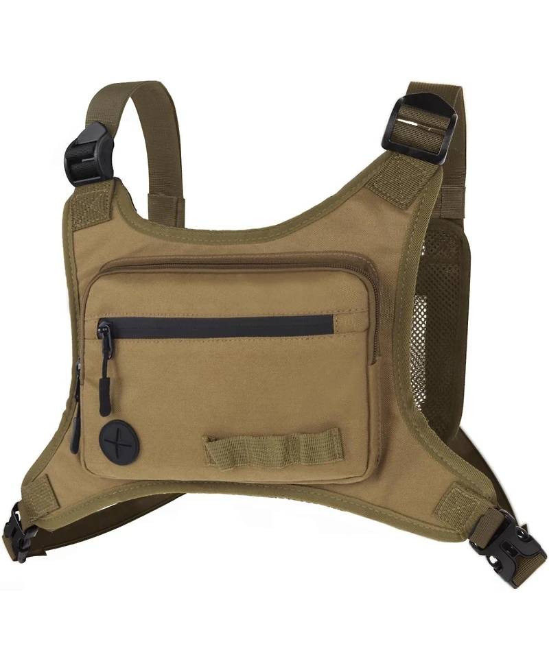 Batfox Lightweight Running Chest Pack: Outdoor Sports Vest Bag with Phone Holder for Cycling, Hiking, Workout, Skiing - Men & Women (Mocha