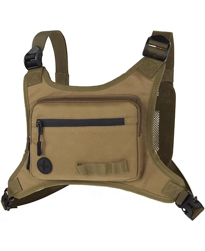 Batfox Lightweight Running Chest Pack: Outdoor Sports Vest Bag with Phone Holder for Cycling, Hiking, Workout, Skiing - Men & Women (Mocha