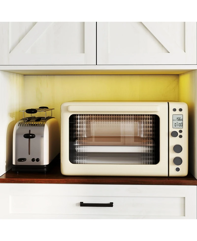 Streamdale Furniture 71" Farmhouse Kitchen Pantry Sideboard w/ Hutch & Charging Station