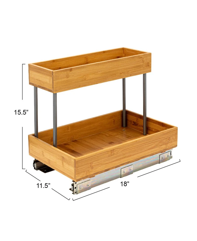 Household Essentials Glidez Pull-Out Storage Organizer, 2 -Tier Design, Natural and Chrome