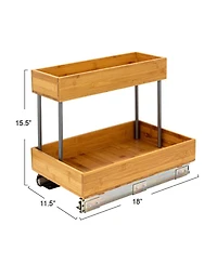 Household Essentials Glidez Pull-Out Storage Organizer, 2 -Tier Design, Natural and Chrome