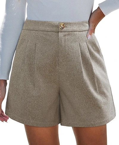 Cupshe Women's High Waist Pleated Shorts With Pockets