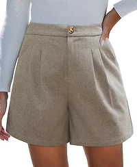 Cupshe Women's High Waist Pleated Shorts With Pockets