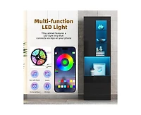 Casainc Storage Cabinet with Led Lights Tall Pantry Acrylic Door and Tempered Glass Shelves