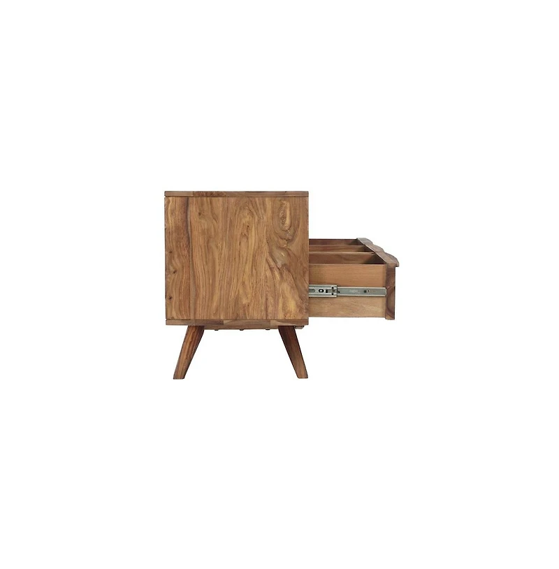 Porter Designs Fusion Solid Sheesham Wood Tv Stand, Light Brown