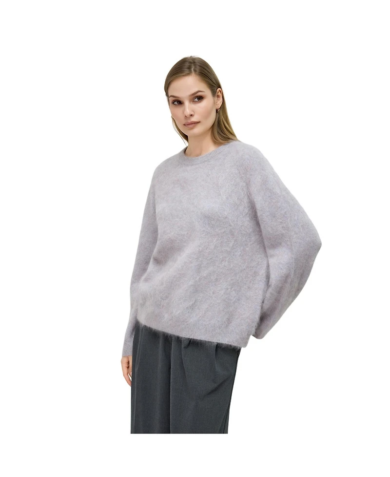 Bellemere New York Women's Brushed Pure Cashmere Crew-Neck Sweater