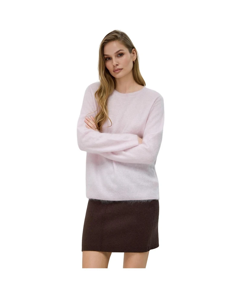 Bellemere New York Women Brushed Silk Cashmere Crew-Neck Sweater