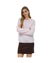 Bellemere New York Women Brushed Silk Cashmere Crew-Neck Sweater