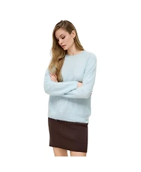 Bellemere New York Women Brushed Silk Cashmere Crew-Neck Sweater