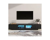 Casainc Storage Cabinet Tv Stand with Fluted tempered Glass Doors