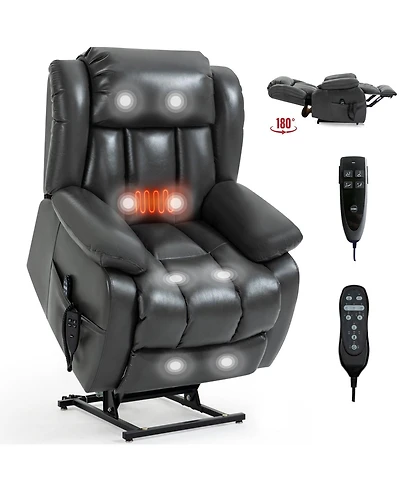 Mondawe Dual Motor Infinite Position Leatheraire Power Lift Recliner Chair