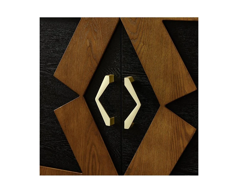 Casainc 60" Mid Century Modern Storage Cabinet with Geometric Pattern & Adjustable Shelves