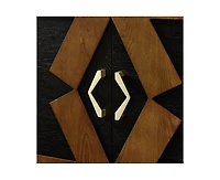 Casainc 60" Mid Century Modern Storage Cabinet with Geometric Pattern & Adjustable Shelves