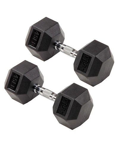 Signature Fitness Hex Dumbbells Strength Training Workout Equipment Set, 45 lbs
