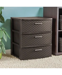 Sterilite 3 Drawer Wide Weave Storage Tower Plastic Organizer Drawers (2 Pack)