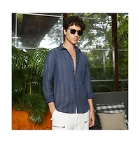 Campus Sutra Men's Contrast-Weave Relaxed Shirt