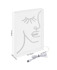 Half Face Contemporary Glam Acrylic Box Usb Operated Led Neon Light