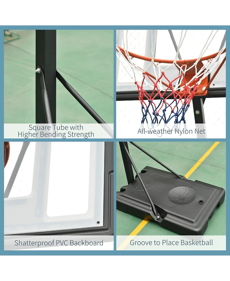 Soozier Portable Basketball Hoop with Backboard, Wheels, 8-10 ft,