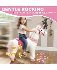 Qaba Ride on Unicorn Toy, Plush Baby Rocking Horse for Kids 4-7 Years