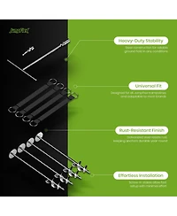 JumpFlex Trampoline Anchor Kit Pro, Heavy Duty Ground Anchoring Metal Stakes Set